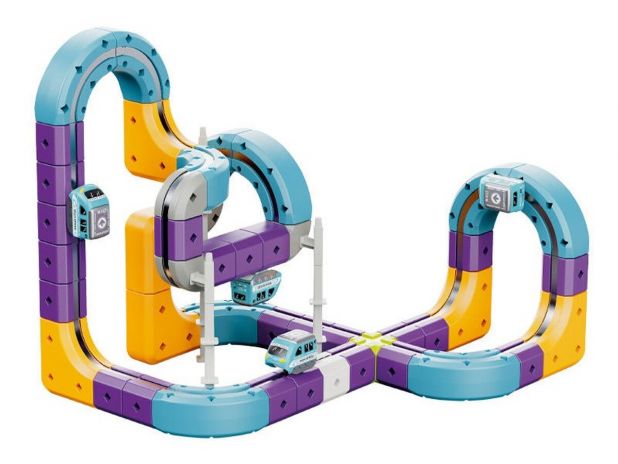 Tor Magnetyczny Zjazd samochodowy Kolejka Zjeżdżalnia Pociąg Klocki Konstrukcyjne 87 el.
