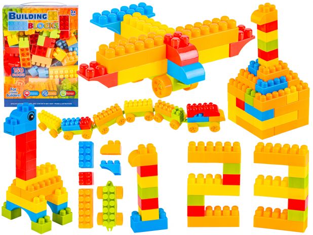 Klocki Konstrukcyjne Dla Dzieci Duży Zestaw Kolorowych Klocków 150 El. Układanka