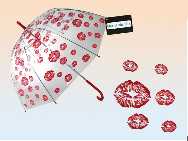 Parasol przezroczysty usta - duża otwierana ręcznie parasolka z całusami
