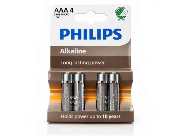 Bateria Alkaliczna Philips 1,5V LR03 AAA Alkaline - Blister 4 Sztuki