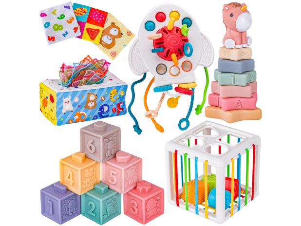 Zabawki Sensoryczne Miękkie klocki 6w1, Gryzak, Sensoryczna Wieża Karty Dla Dzieci Zabawki Sensoryczne Miękkie klocki 6w1, Gryzak, Sensoryczna Wieża Karty Dla Dzieci