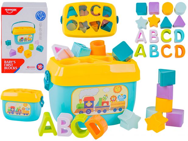Edukacyjna Zabawka Sorter Z Klockami Układanka Wiaderko Literki Klocki