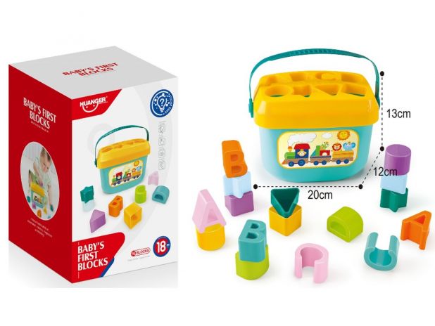 Edukacyjna Zabawka Sorter Z Klockami Układanka Wiaderko Literki Klocki