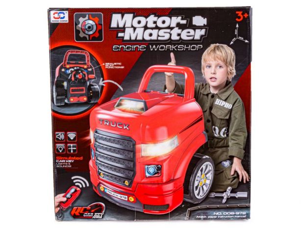 Zestaw Mechanika, Samochód Auto Silnik Do Rozkręcania, Warsztat 61 Elementów, Ciężarówka, Czerwony Truck Przecena 4