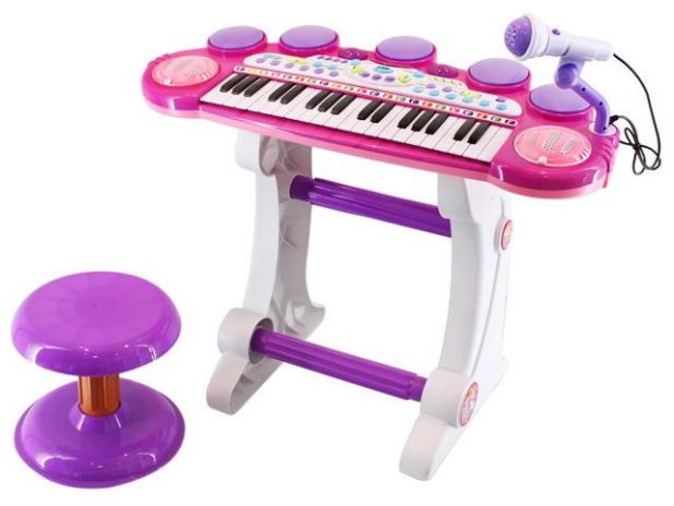 Różowe Organki Keyboard - Stolik, Krzesełko, Mikrofon Przecena 1