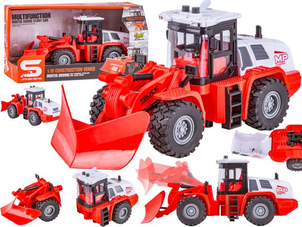 Odśnieżarka Pług Śnieżny Multifunkcyjny Traktor 1:16 Ciągnik Ruchome Ramię Światło Dźwięk