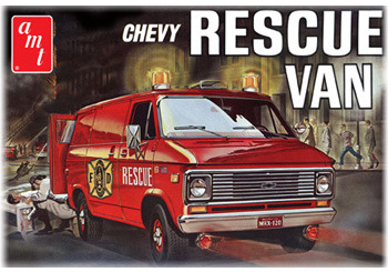 Model Plastikowy Do Sklejania AMT - 1975  Chevy Rescue Van (Biały)
