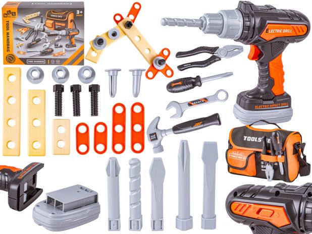 Torba Narzędziowa Małego Majsterkowicza Zestaw Narzędzi Wkrętarka Akcesoria