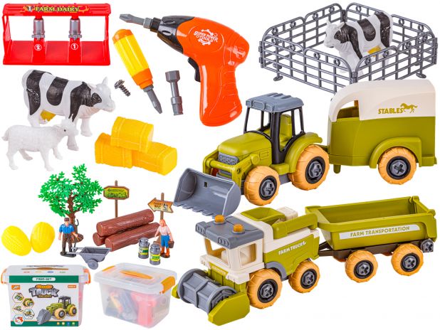 Farma Traktor Kombajn Do Skręcania Gospodarstwo Rolne Zestaw Majsterkowicza Rolnika Zwierzęta Wkrętarka