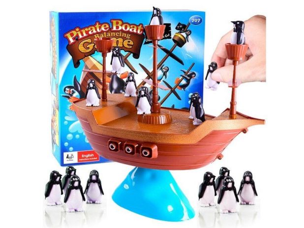 Gra Zręcznościowa Balansujący Okręt Piracki Statek Balansujące Pingwiny na Statku Przecena 1