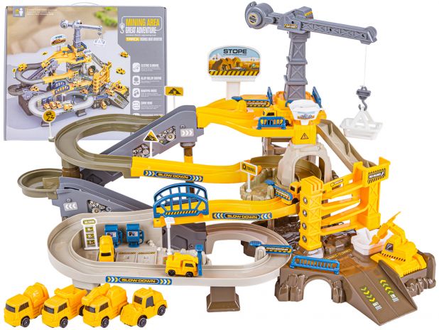 Zjazd samochodowy Tor Kulkowy PLAC BUDOWY Garaż Parking Zjeżdżalnia Dźwig