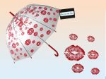 Parasol przezroczysty usta - duża otwierana ręcznie parasolka z całusami