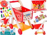 Wózek Na Zakupy CZERWONY Koszyk Sklepowy + Akcesoria Owoce Warzywa Supermarket